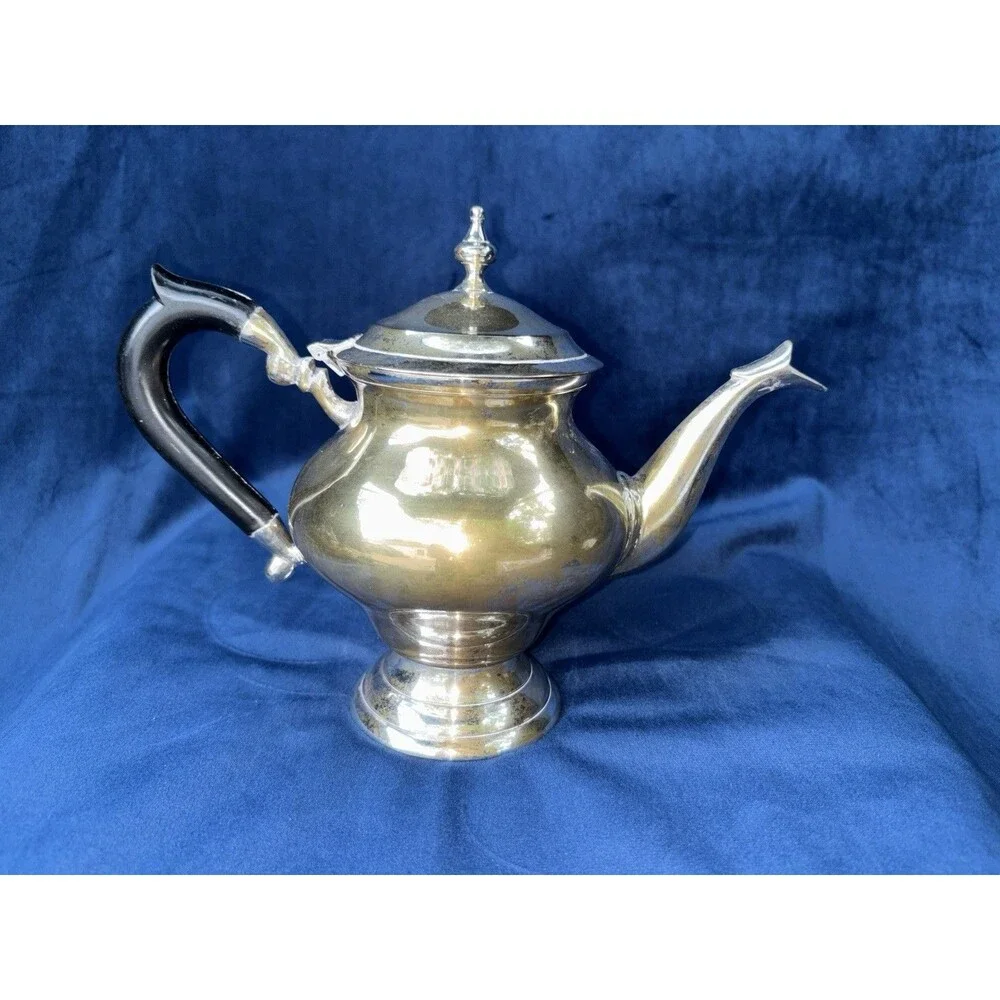 3-Piece Silverplate Tea/Coffee Set Teapot Coffee Pot Lidded Sugar Bowl Black